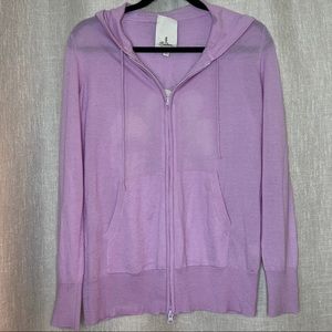Seaton Cashmere Intarsia Zip Lavender Hoodie Size XS